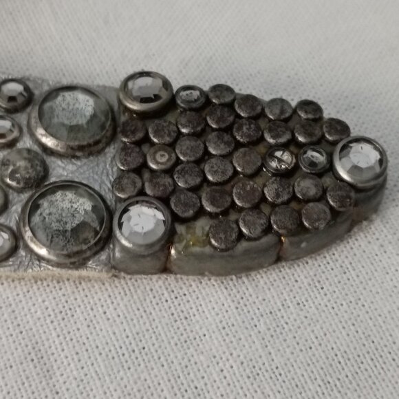 ❤️ICONIC MICHAEL MORRISON LOS ANGELES SWAROVSKI Studded Silver Leather Belt 28 main image 8
